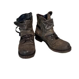 AS98 Western Booties Boots sz 38 7.5/8 Brown Suede Leather Western Boho Biker